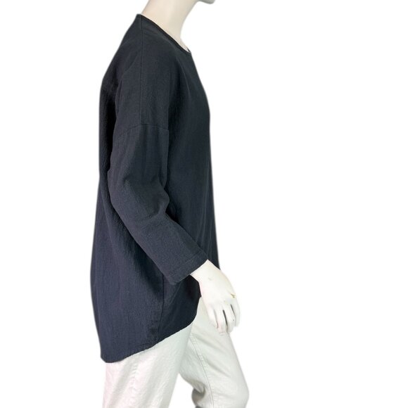 Black Crane Navy Blue Textured Cotton Tunic Top Size Small - Picture 6 of 10
